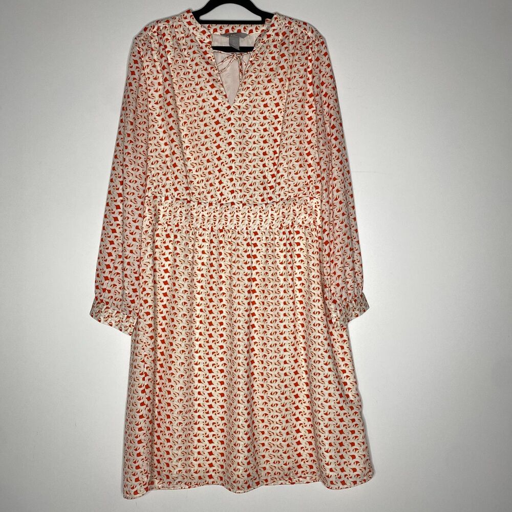 H&M Tie Front Y2K Geometric Long Sleeve Dress Women's Size Large